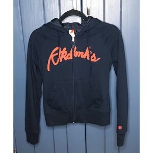 Akdmks Spell Out Navy Blue Mesh Zip Up Hoodie Top Juniors Small Norm Core READ